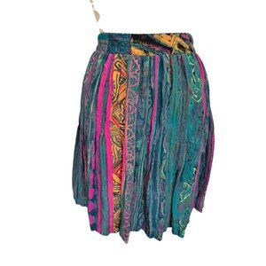 90s Vintage Womens Pleated Skirt Size 10 Knee Length Multicolor Printed